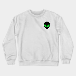 Alien with green eyes design for t-shirts, hoodies, stickers, cases, notebooks, pillows, totes, masks Crewneck Sweatshirt